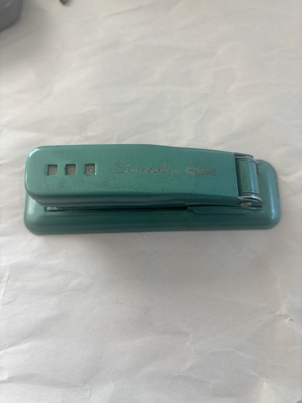 Vintage GREEN Swingline Cub Stapler Made in USA Long Island City NY appx 5"