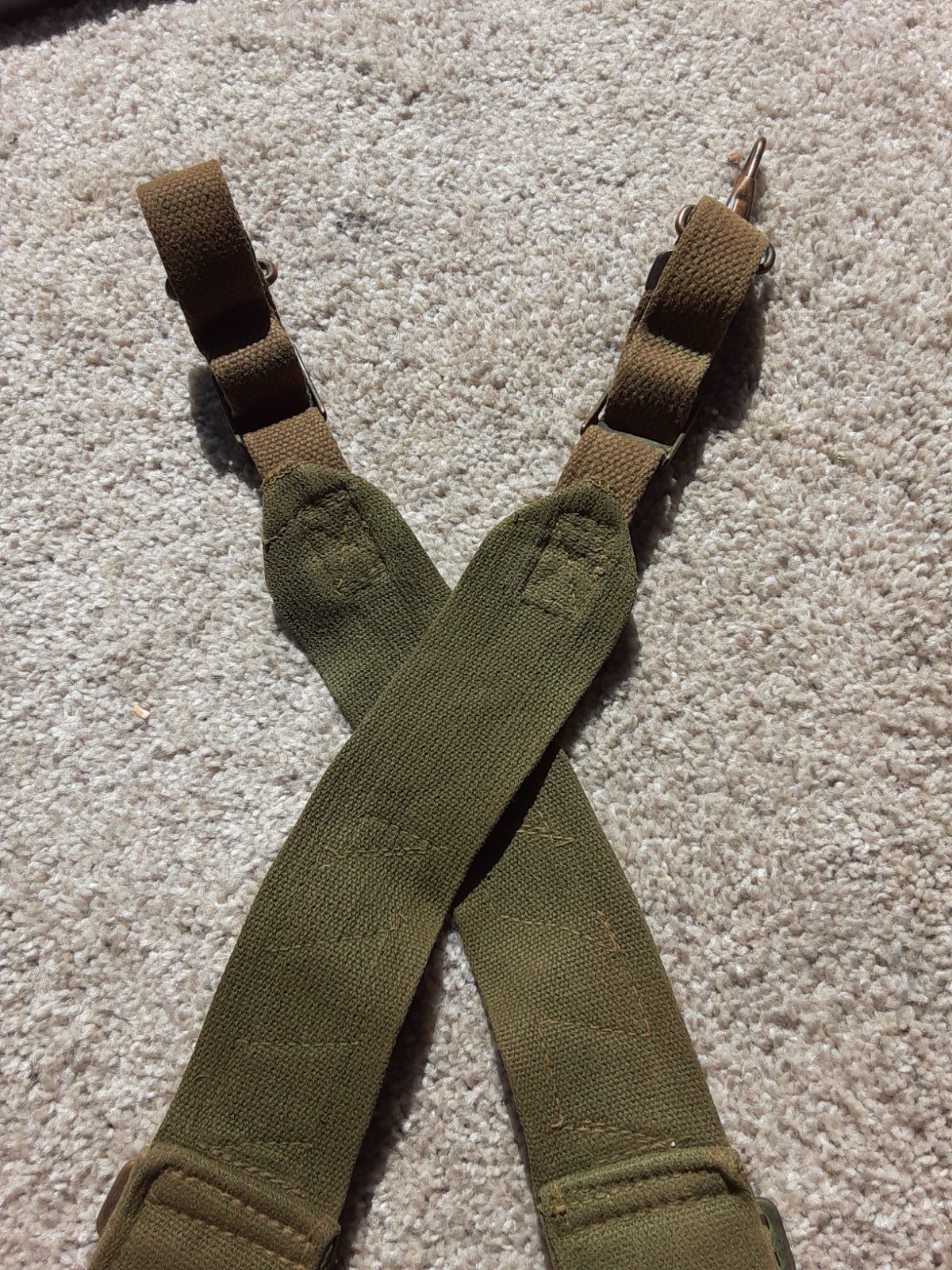 Original Korean / Vietnam War M-1945 Combat Support Straps OD Cotton Duck Web