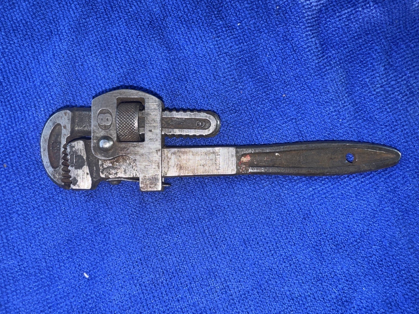 Vintage 8" Mini Pipe Wrench. Marked "STEEL CO. Guaranteed”. (B2)