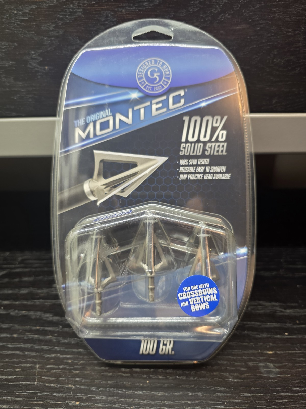 G5 Montec 3 Pack Broadheads 100% steel 100 Grain Vertical Bow New