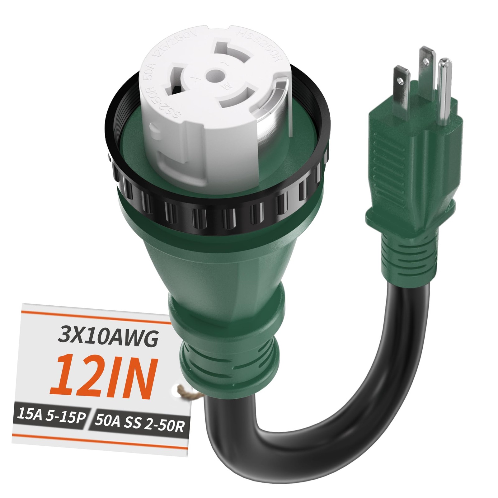 50 Amp to 15 Amp 110V RV Adapter Plug, 15A Male to 50A Female RV Power Adapte...