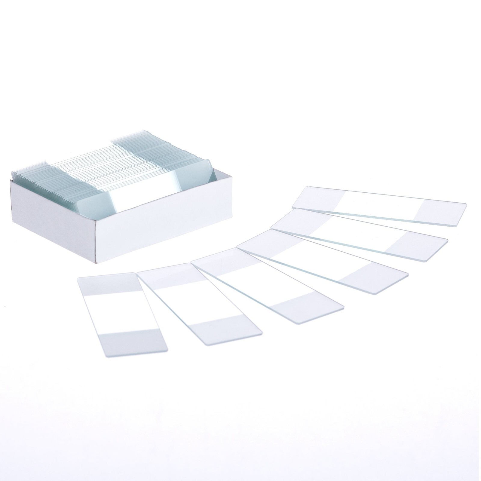 Microscope Slides 50-pack Single Clear Glass Side w Frosted Ends, Ground Edge