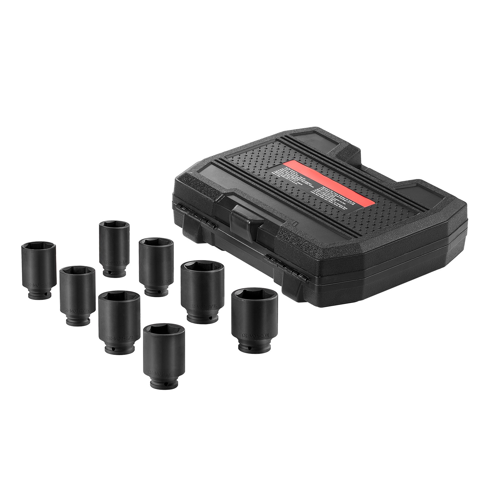 Uimoso 8PCS 1/2" Drive Deep 6-Point SAE Axle Nut Impact Socket Set