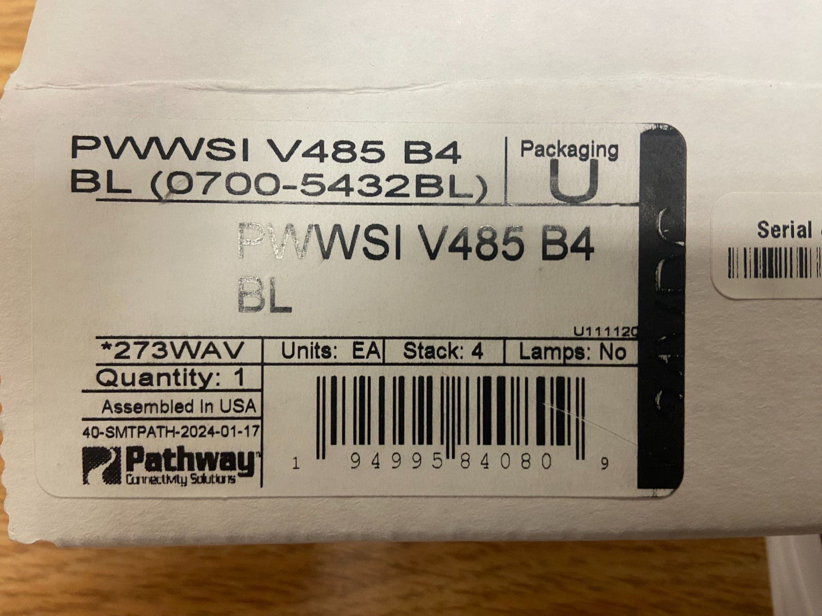 Pathway Connectivity PWWSI V485 B4 Wall Station Insert - Vignette RS485 Master 4