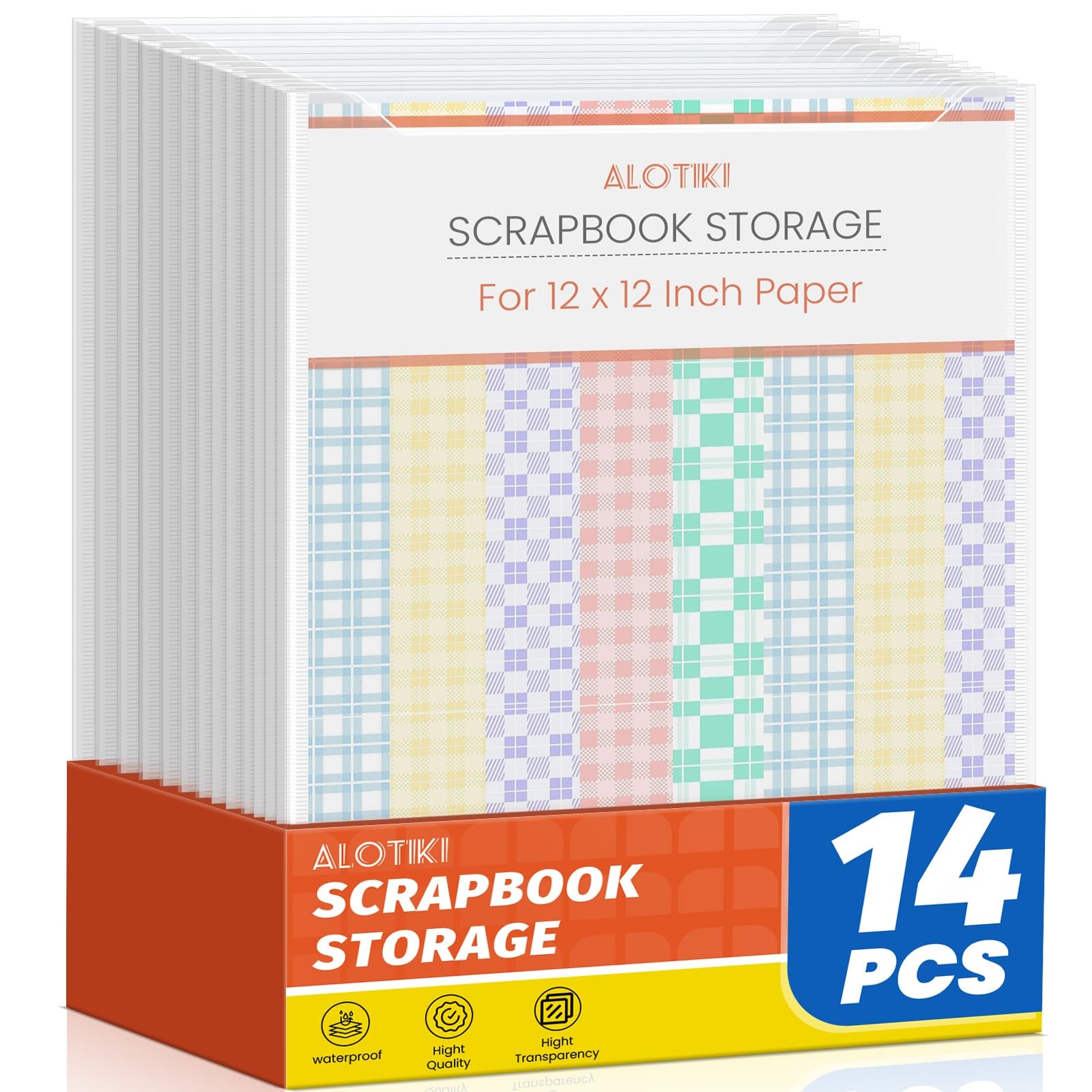 14PCS 12x12 Scrapbook Paper Storage Bags Clear Organizer for Vinyl Photos Files