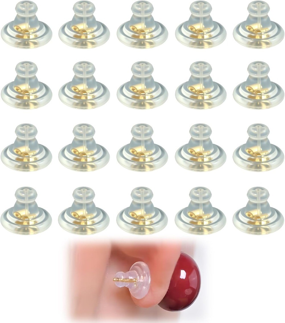 20 PCS Silicone Earring Backs Hypoallergenic Secure Lock No-Irritation for Studs