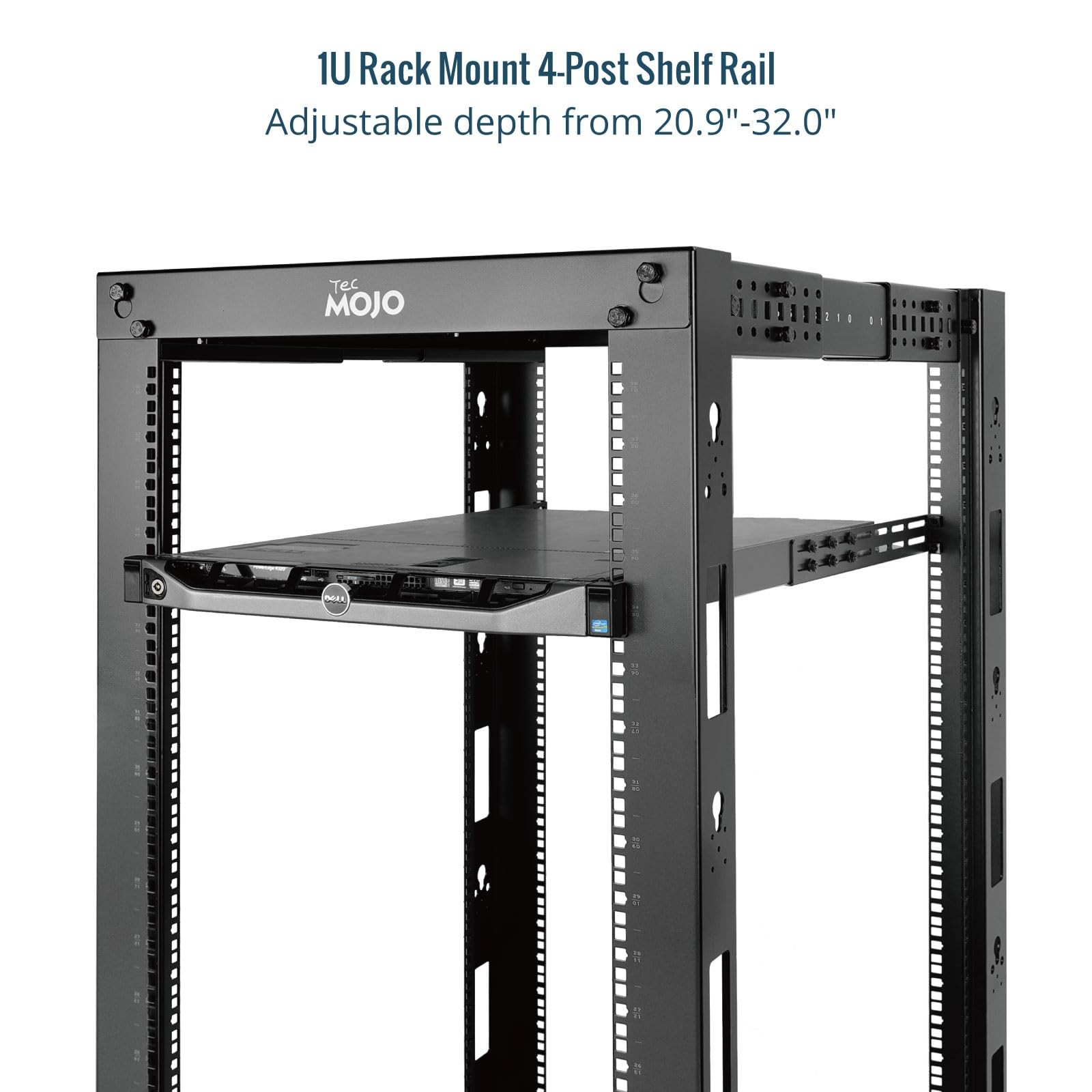 Tecmojo Universal 1U Rack Mount Rail,4-Post Fully Server Full Depth, Black