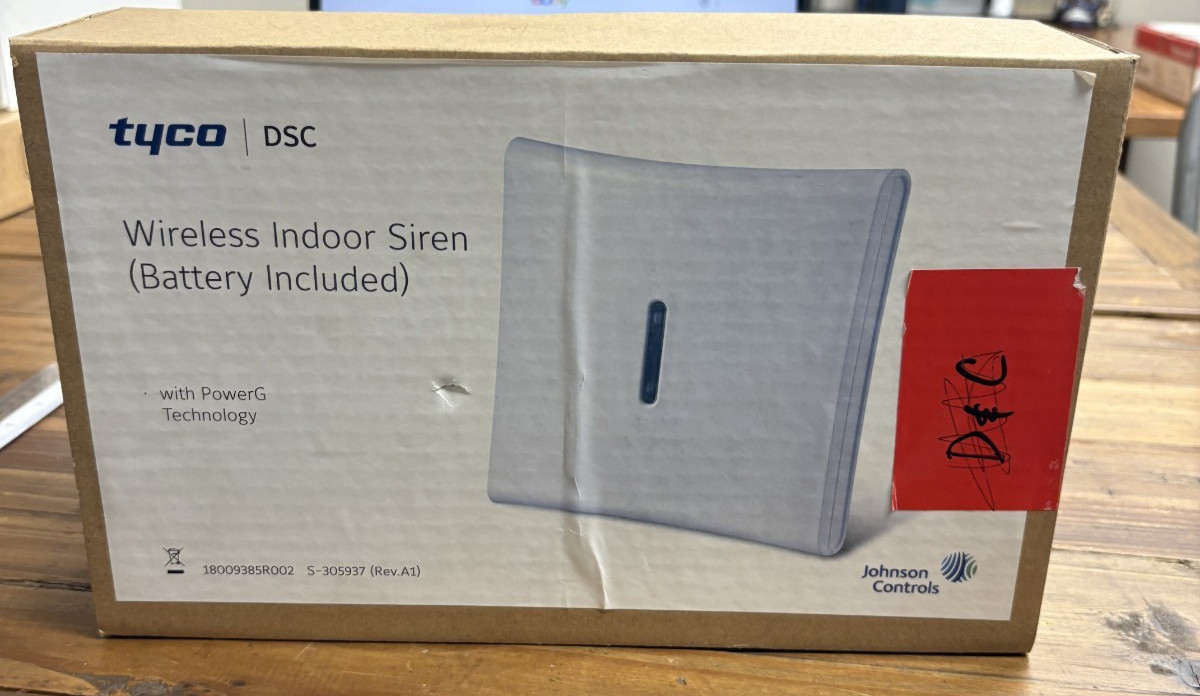 Tyco DSC PowerG PG9901 BATT Wireless Indoor Siren Johnson Controls White