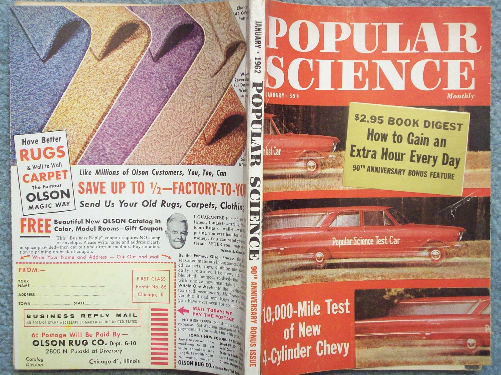 1962 POPULAR SCIENCE JANUARY VOL 180 NO. 1 10000 MILE TEST OF NEW 4-CYLINDER CHE