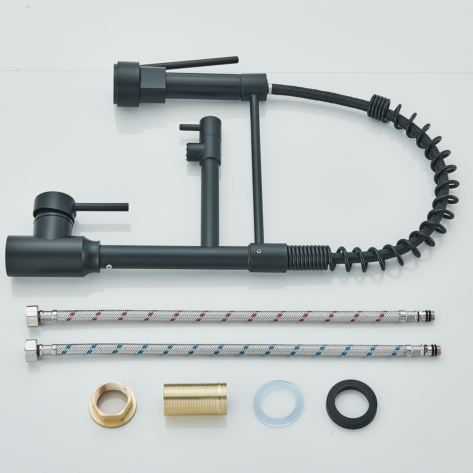 Black Spring Kitchen Faucet Pull Down Sprayer Swivel Single Handle Sink Mixer