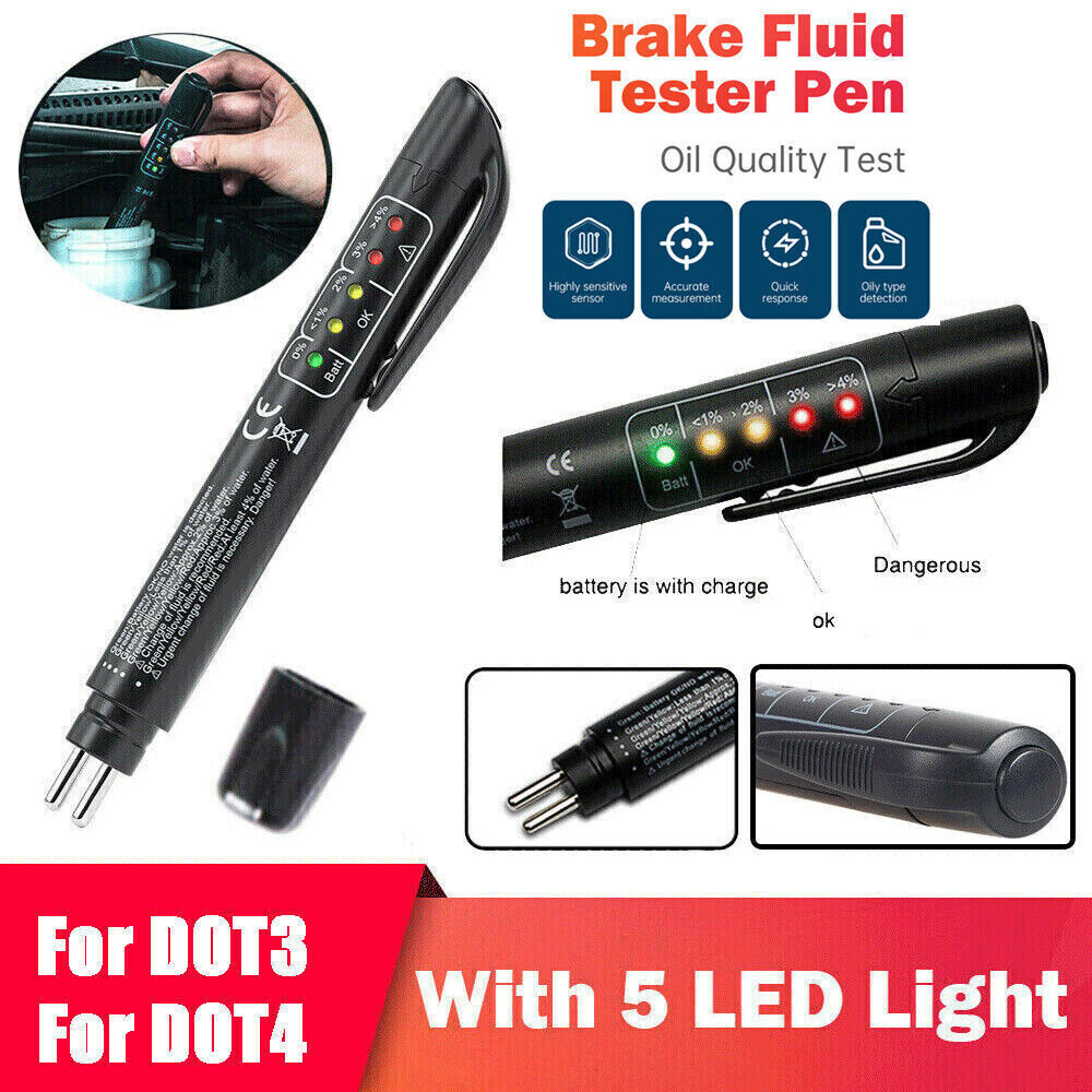 Brake Fluid Tester Pen 5 LED Auto Oil Moisture Diagnostic Tool For DOT3 DOT4DOT5