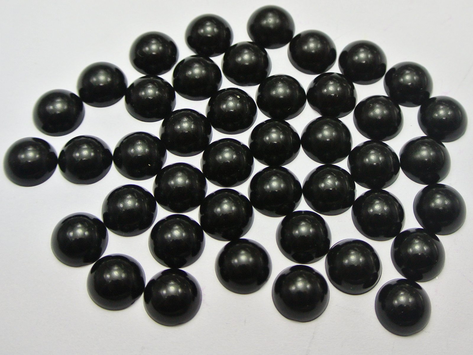 200 Black Half Pearl Bead 10mm Flat Back Gem Scrapbook Craft