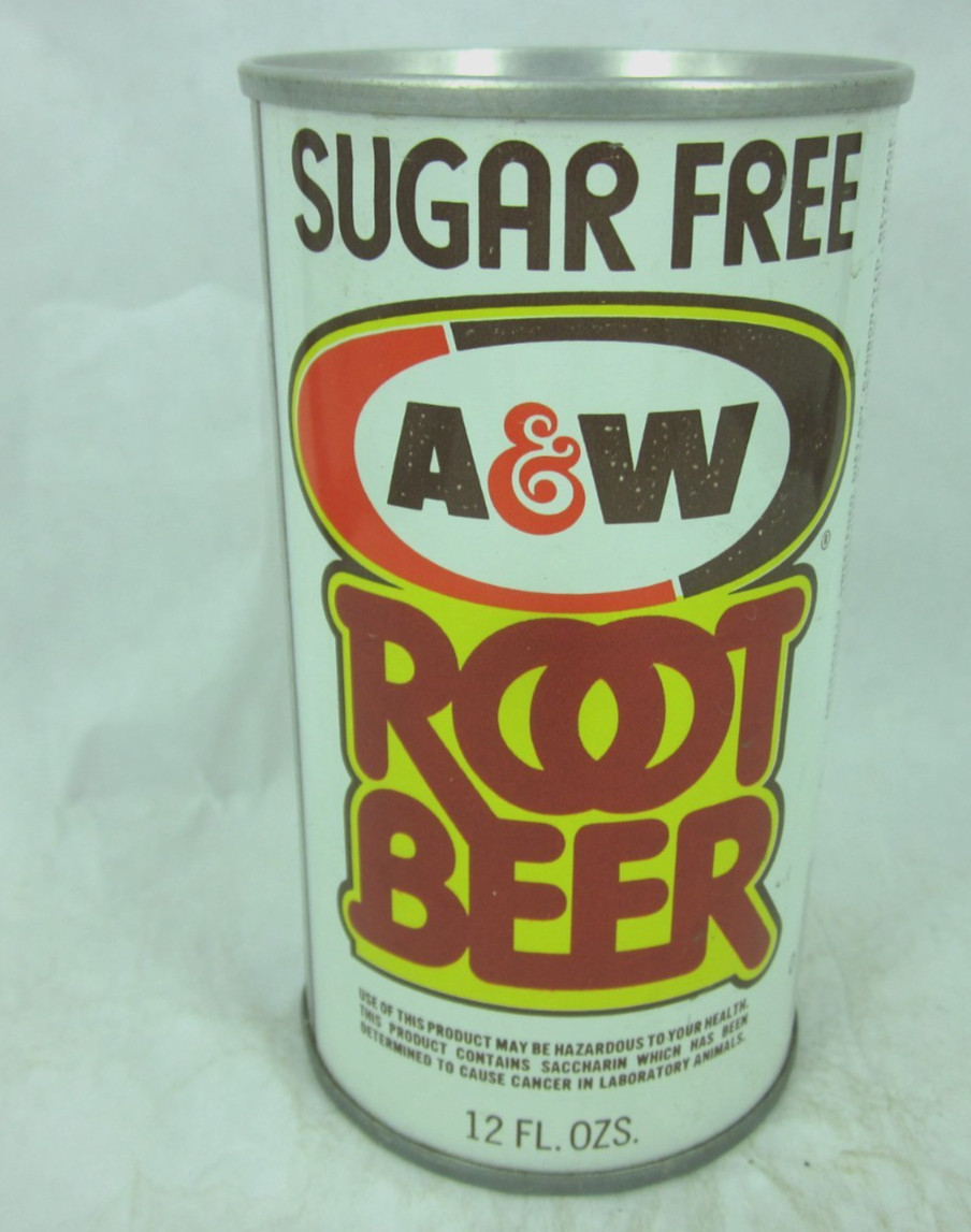 SUGAR FREE A&W ROOT BEER straight steel soda pop can DES MOINES IOWA