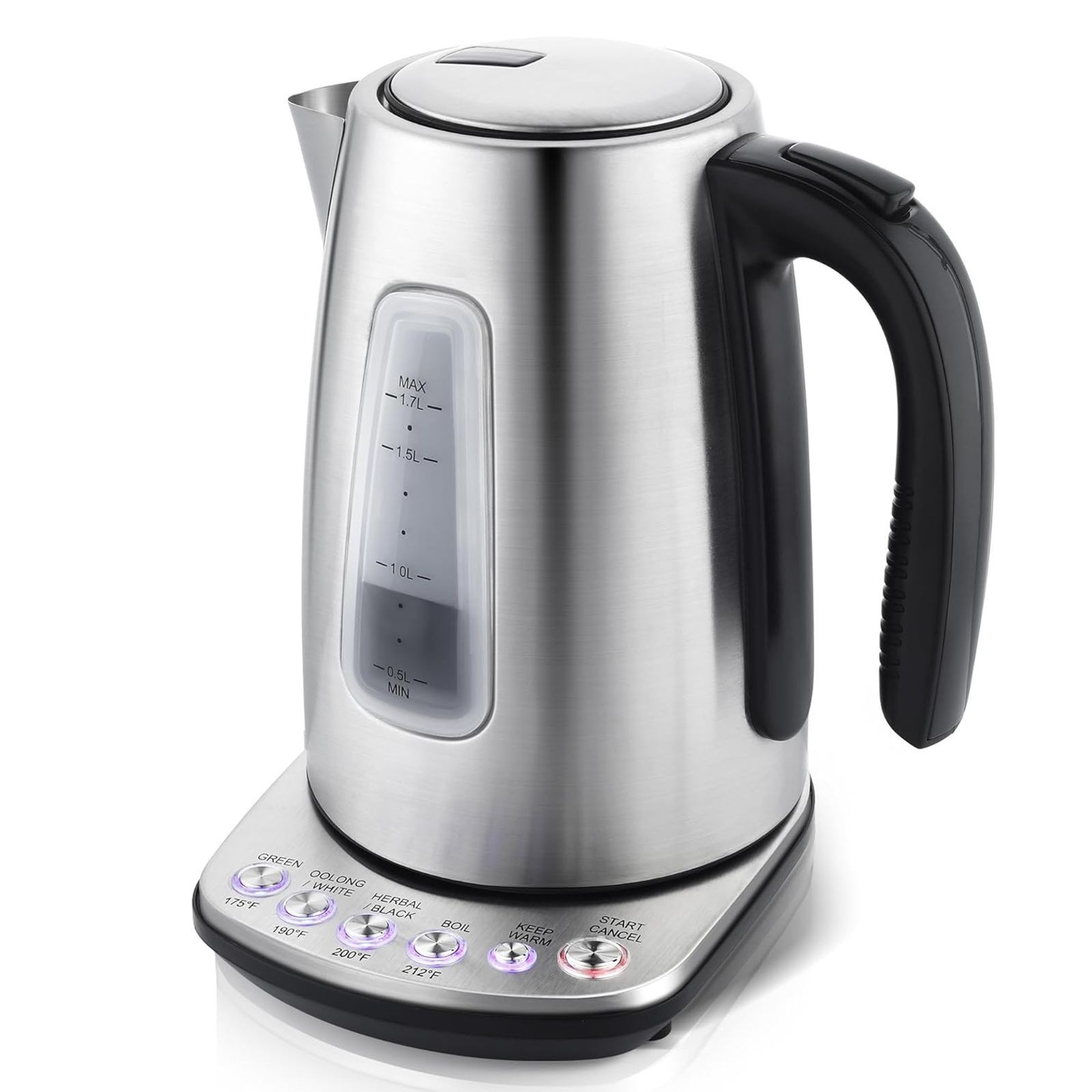 Stainless Steel Electric Hot Water Kettle 1.7L 4 Presets Temp Control Fast Boil