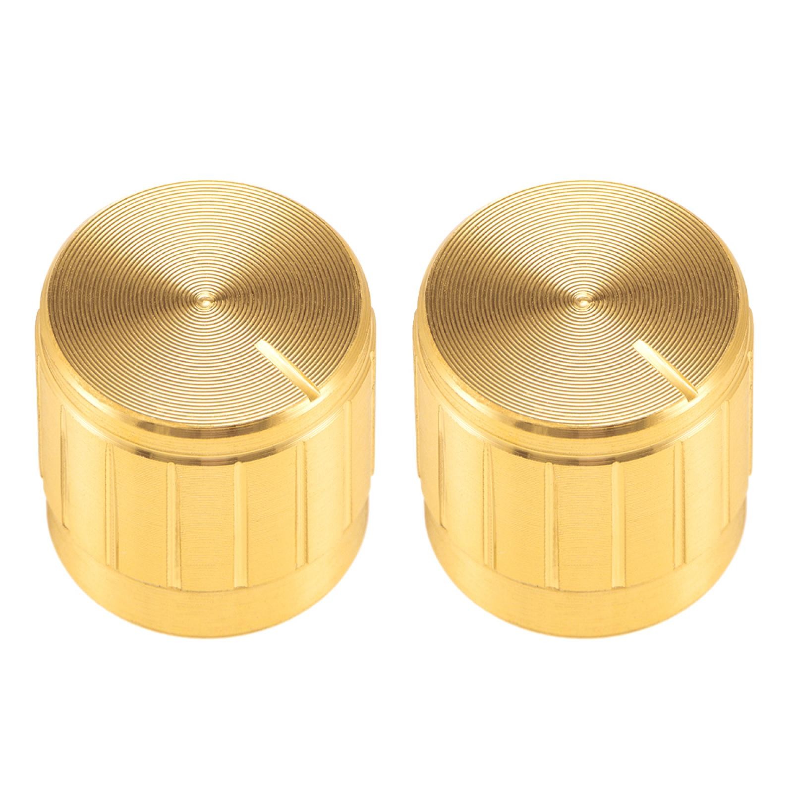 2Pcs 17x17mm Aluminium Alloy Potentiometer Rotary Knob for 6mmDia Hole Gold Tone