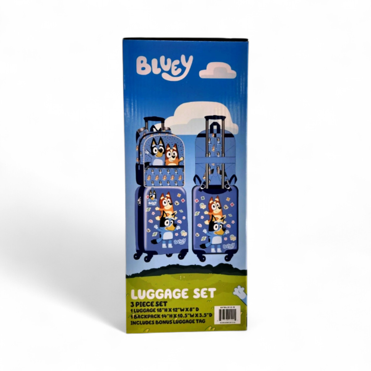 Bluey 3-Piece Wheeled Luggage + Backpack Set With Luggage Tag