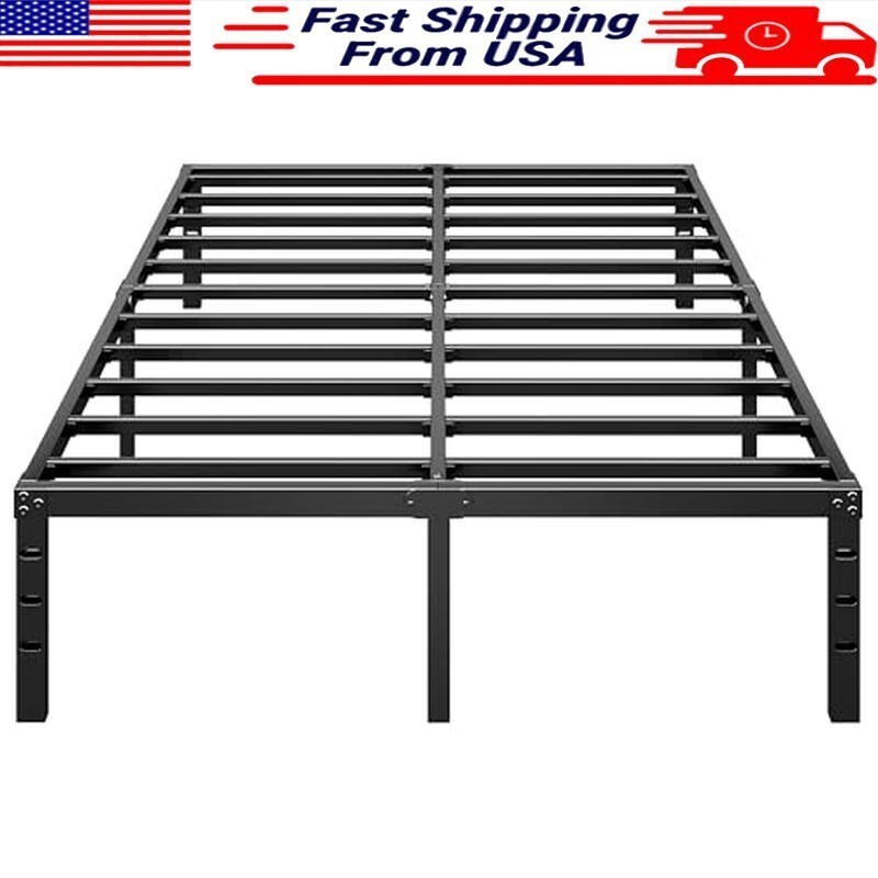 King Metal Platform Bed Frame Sturdy Support Easy Assembly Squeak Resistant New
