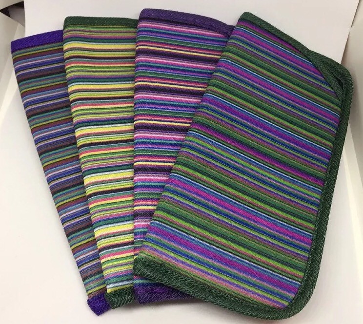 Mult- Striped Women's Slip-In Soft Eyeglass Case Qty 4- One, for the All Seasons