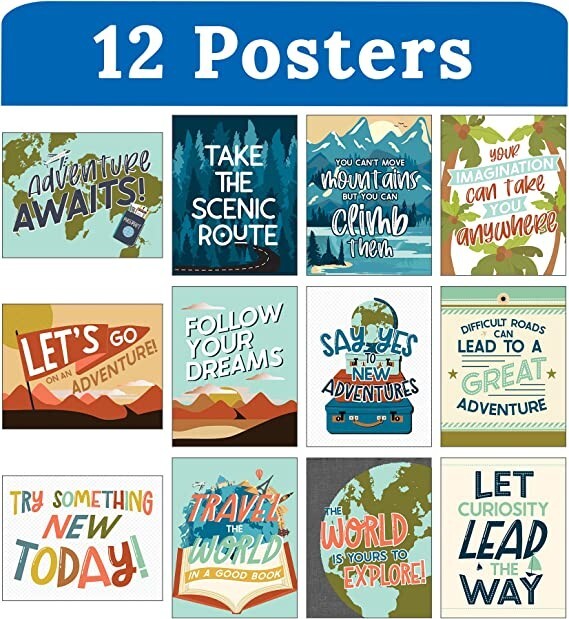 Carson Dellosa Let's Explore Classroom Mini Poster Inspirational Wall Art (12pk)