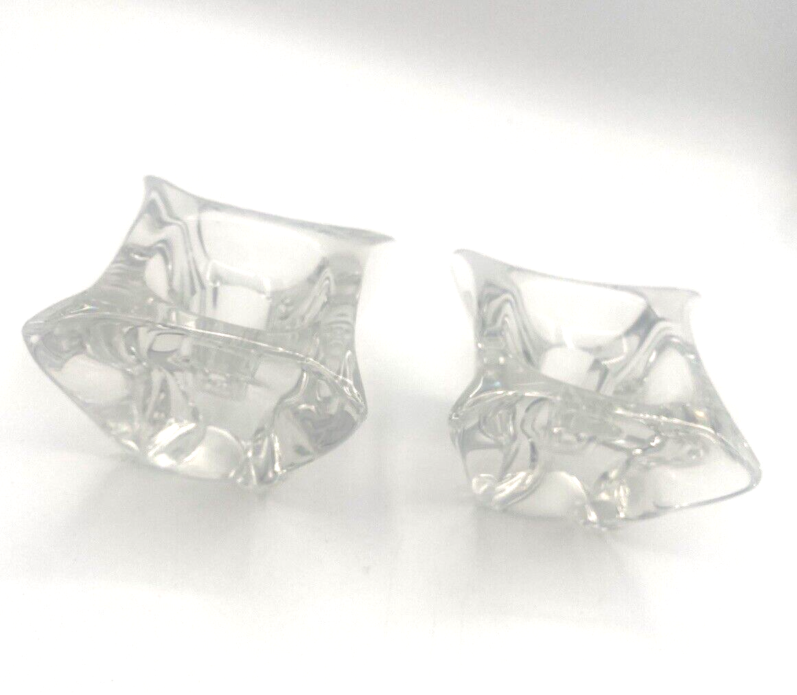 Glass Crystal Taper Candle Holders Square Cube 2”3” Wide