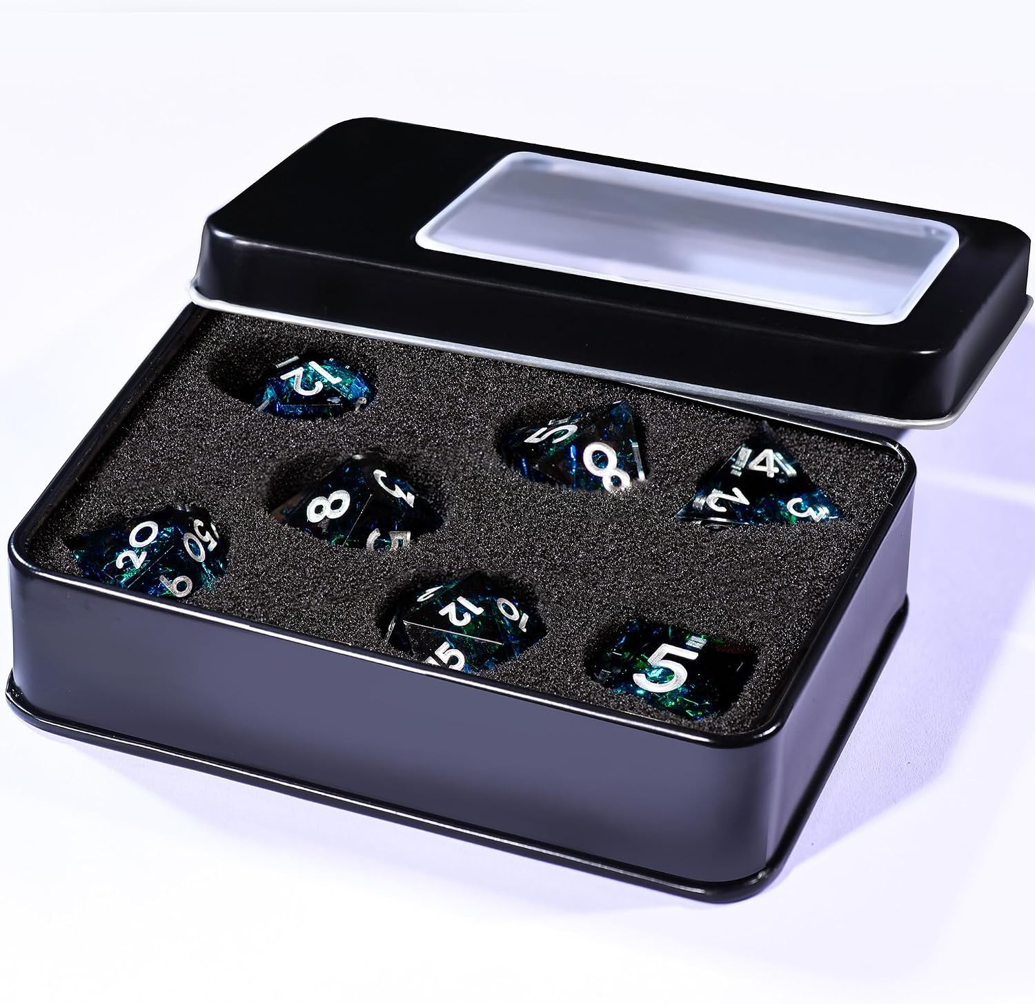 7-Die DND Dice Set Handmade Sharp Edge Polyhedral Dice for Dungeons