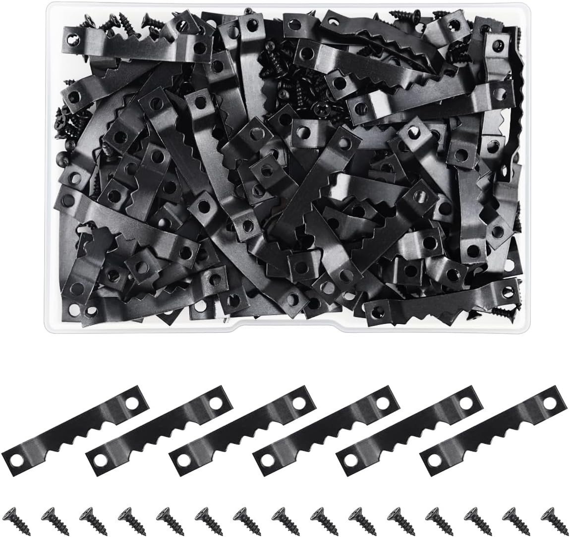 100 Pcs Heavy Duty Sawtooth Picture Hangers with 200 Pcs Screws, Small Size