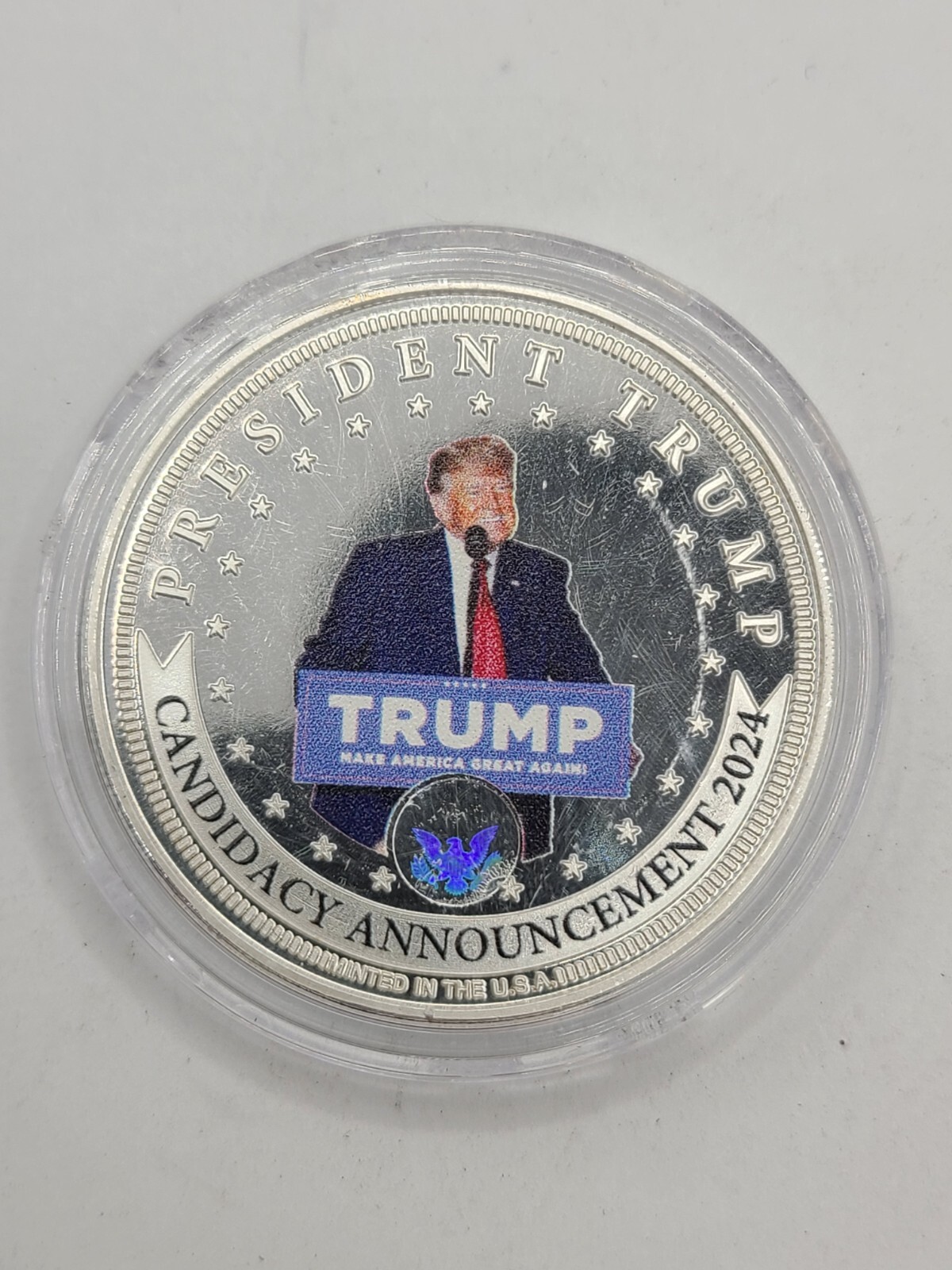 Candidacy Announcement 2024 Trump Silver Plated Coin 1.5"