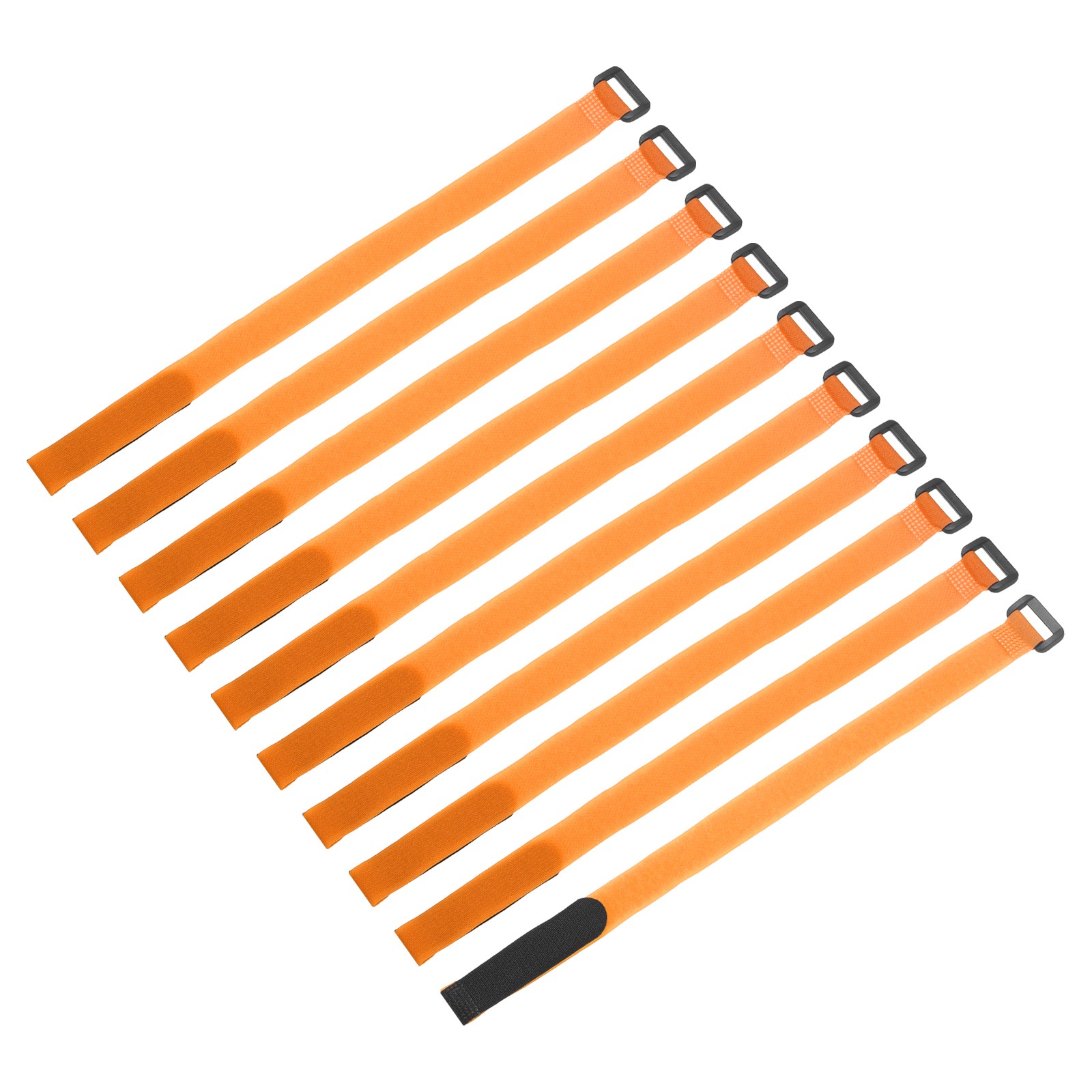 10 Pcs Battery Tie Down Straps, 0.8" x 16" Orange Nylon Hook Loop Strap