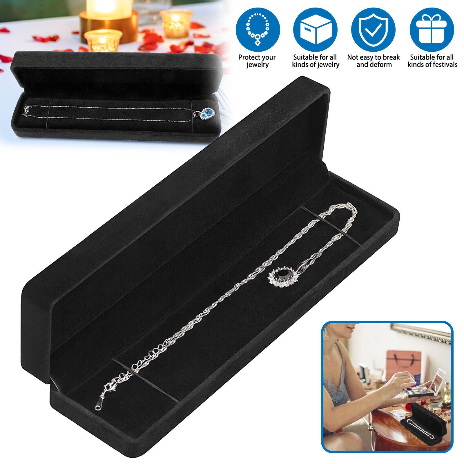 Bracelet Display Case Gift Boxes for Necklaces Pendants Chains Anklets Jewelry