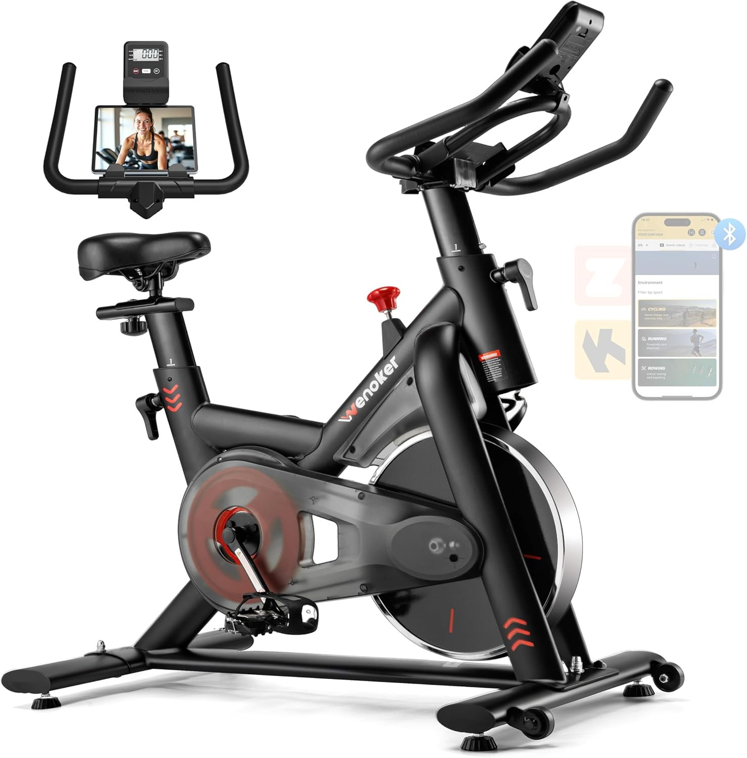 Exercise Bike for Home – 350LB Indoor Cycling Bike, Silent Stationary Spin Bike