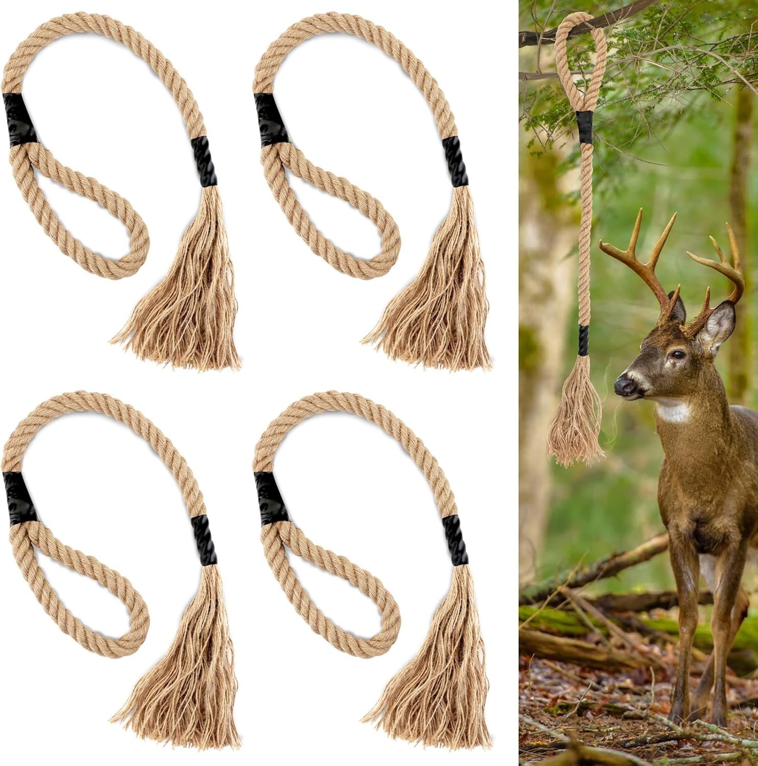 4 Pack Deer Scent Ropes Hemp Scrape Rope with Paracord for Hunting Attractant