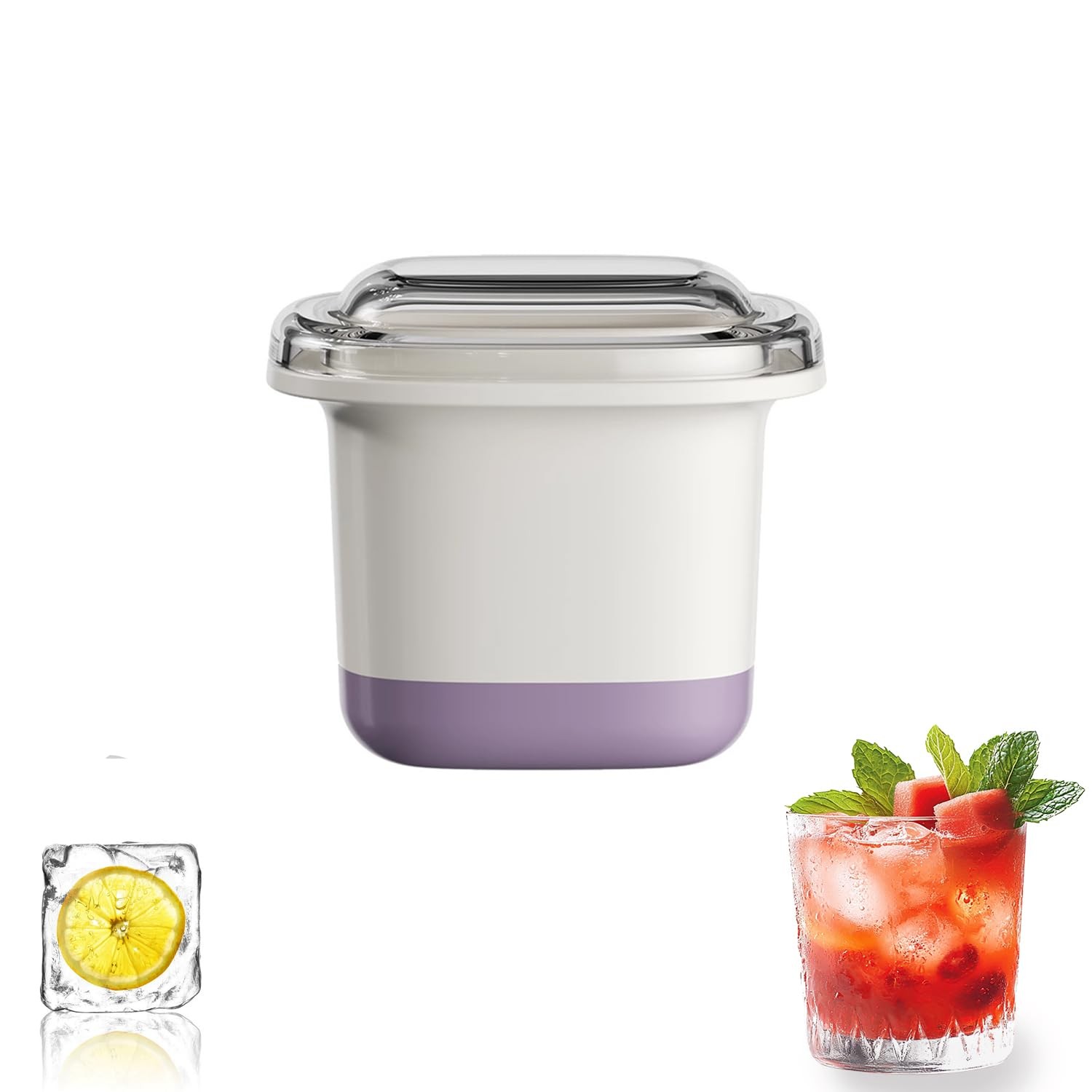 Large Square Ice Cube Molds with Lid - Reusable 2.76x2.76x2.4Inch 1, White