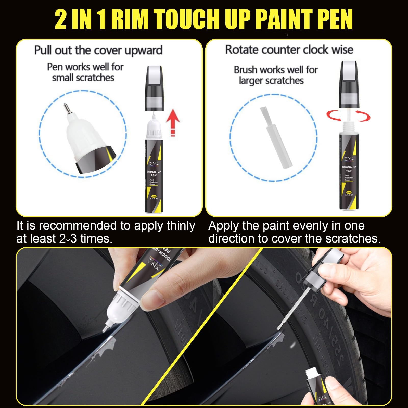 Rim Touch Up Paint(Sonic Silver(NEU-107E/WPB-8838-3)) for Tesla Model Y/3/S/X...