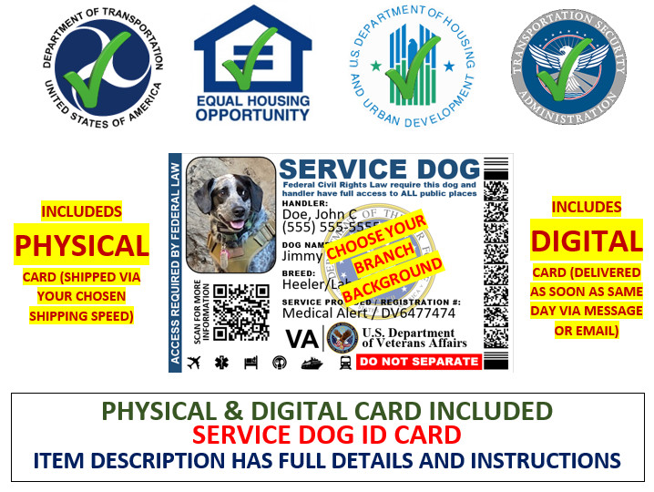 SERVICE DOG ID HOLOGRAPHIC MILITARY VETERANS SINGLESIDED PLASTIC