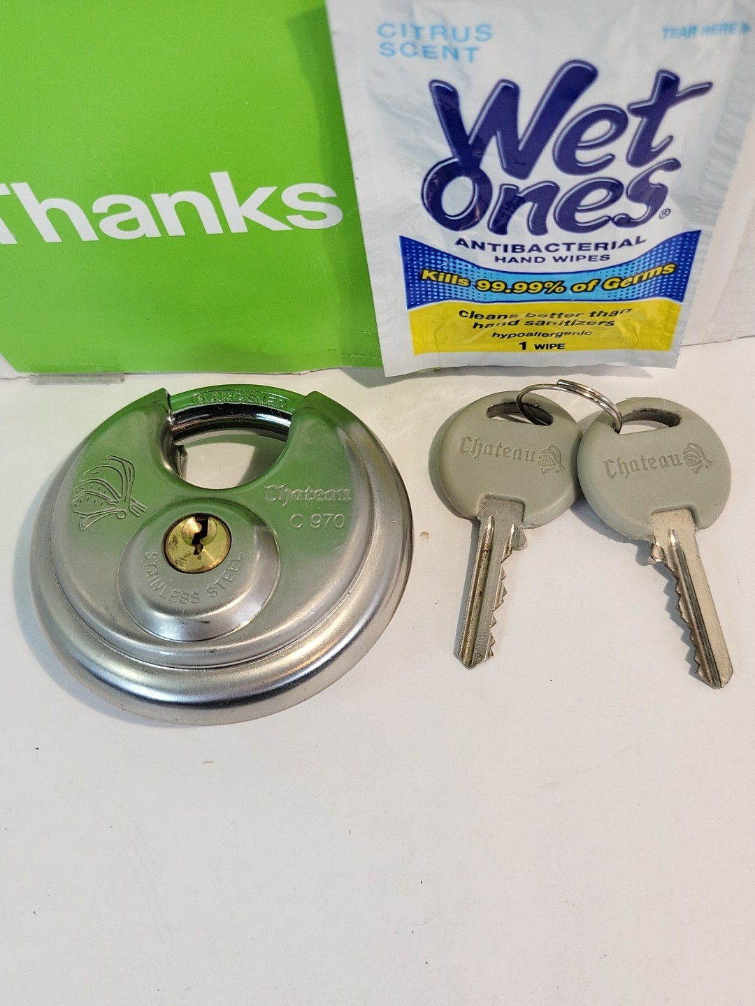 Chateau C-970 Heavy Duty Hardened Stainless Steel Round Disc Lock With 2 Keys