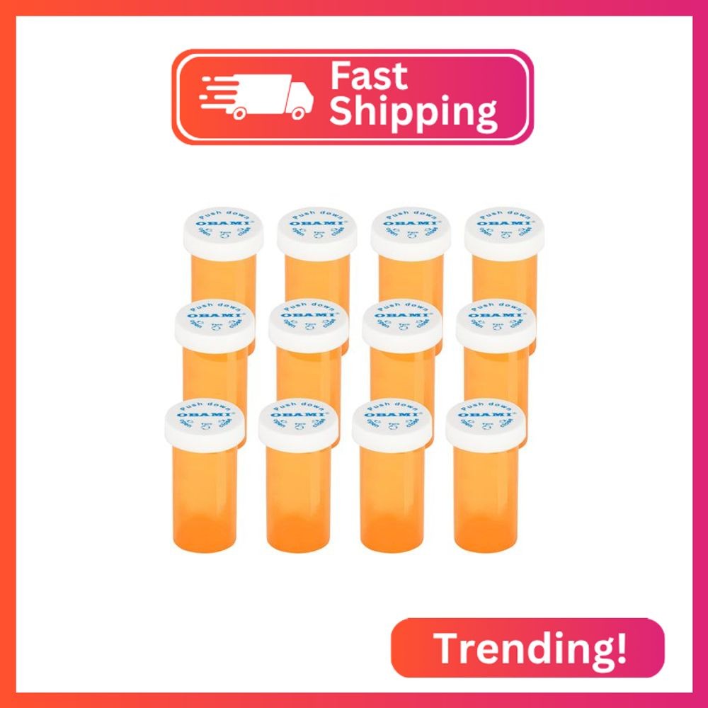 Plastic Medicine Pill Bottles with Child Resistant Caps - Push Down and Turn - P