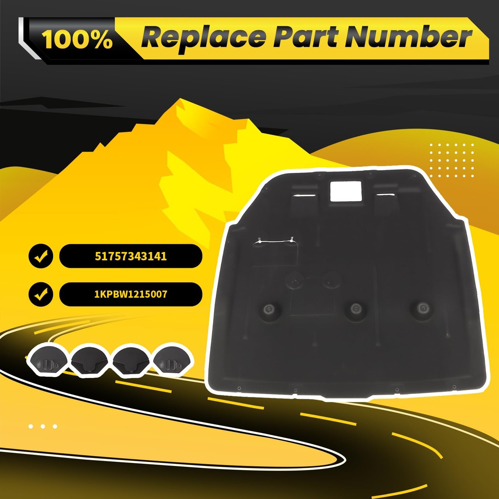 Front Engine Splash Shield Compatible with 2014-2020 Cooper F55 F56 Black...