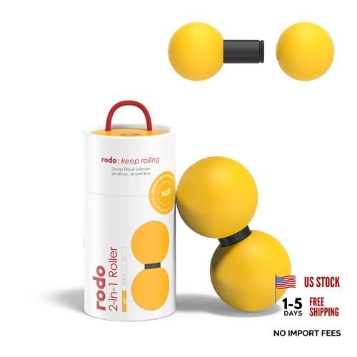 2-in-1 Soft Peanut & Lacrosse Ball Roller—Deep Tissue Massage Tool—Yellow