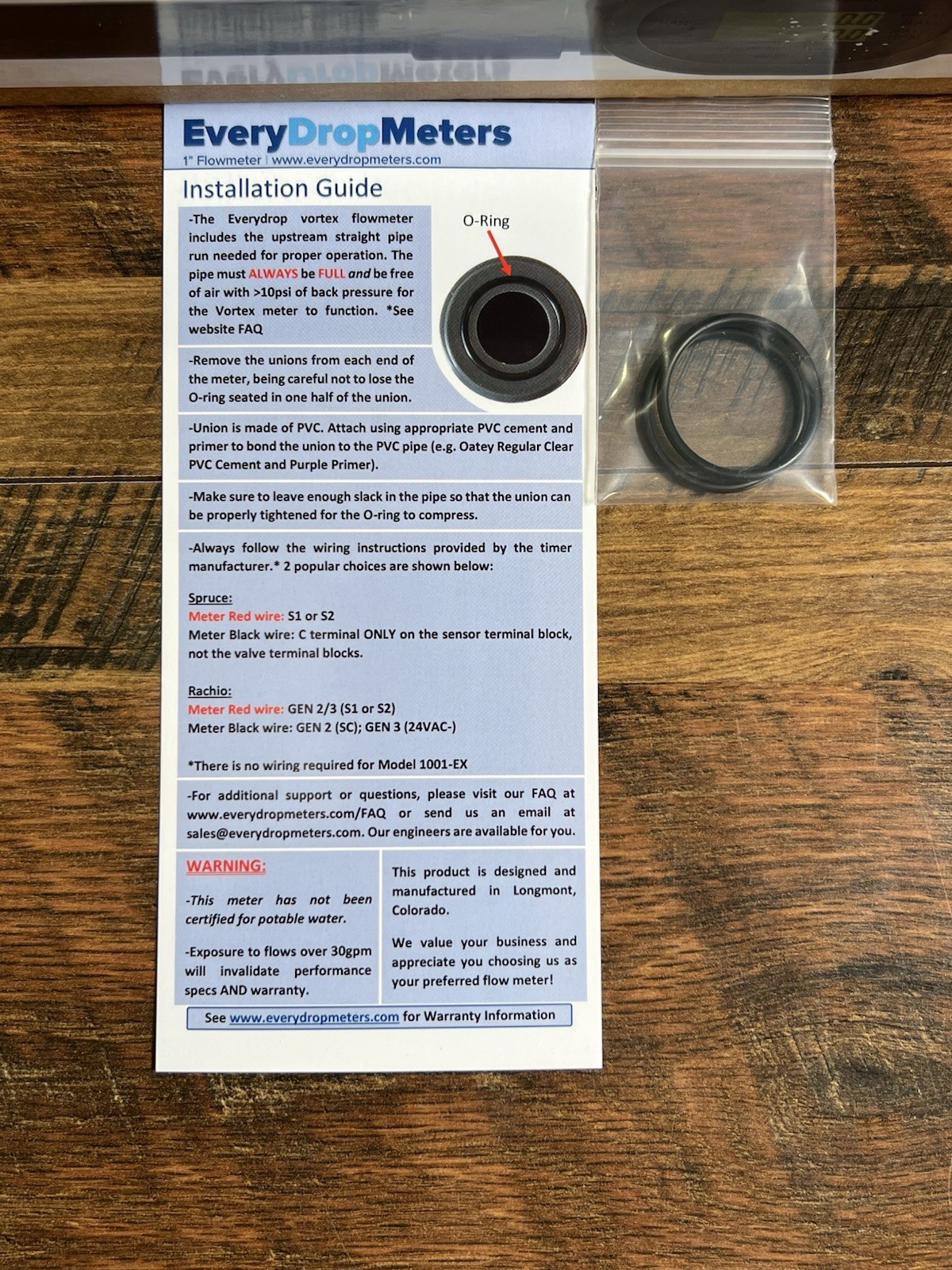 EveryDropMeters Flowmeter Sensor 1” 2-Wire w/Extensions (Model: 1004-EX)