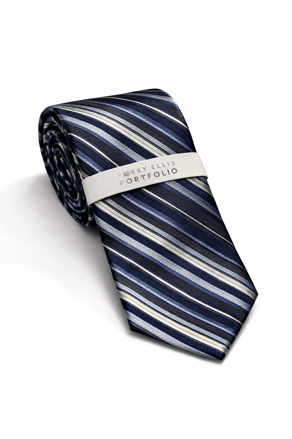 PERRY ELLIS Portfolio Men's Elegant Neck Tie Navy Holden stripe new