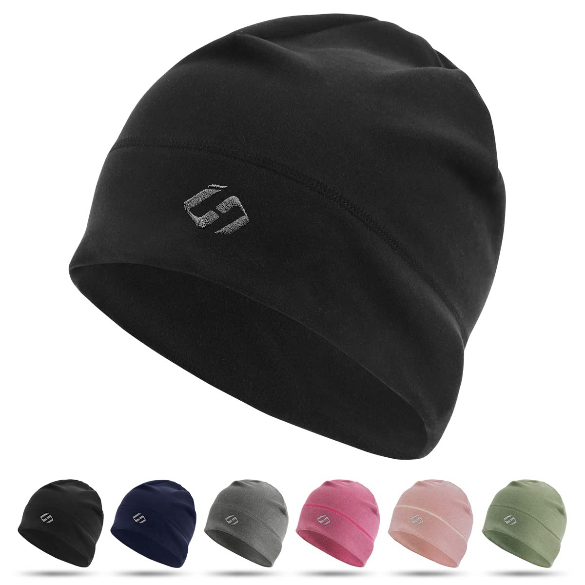 HASAGEI Thermal Running Hat - Men's Skull Cap Cycling One Size, Black