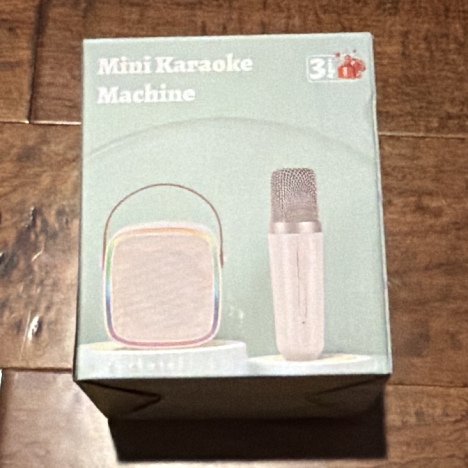 Mini Karaoke Machine Portable Speaker w/ Microphone, Green, Colorful Lights AUX