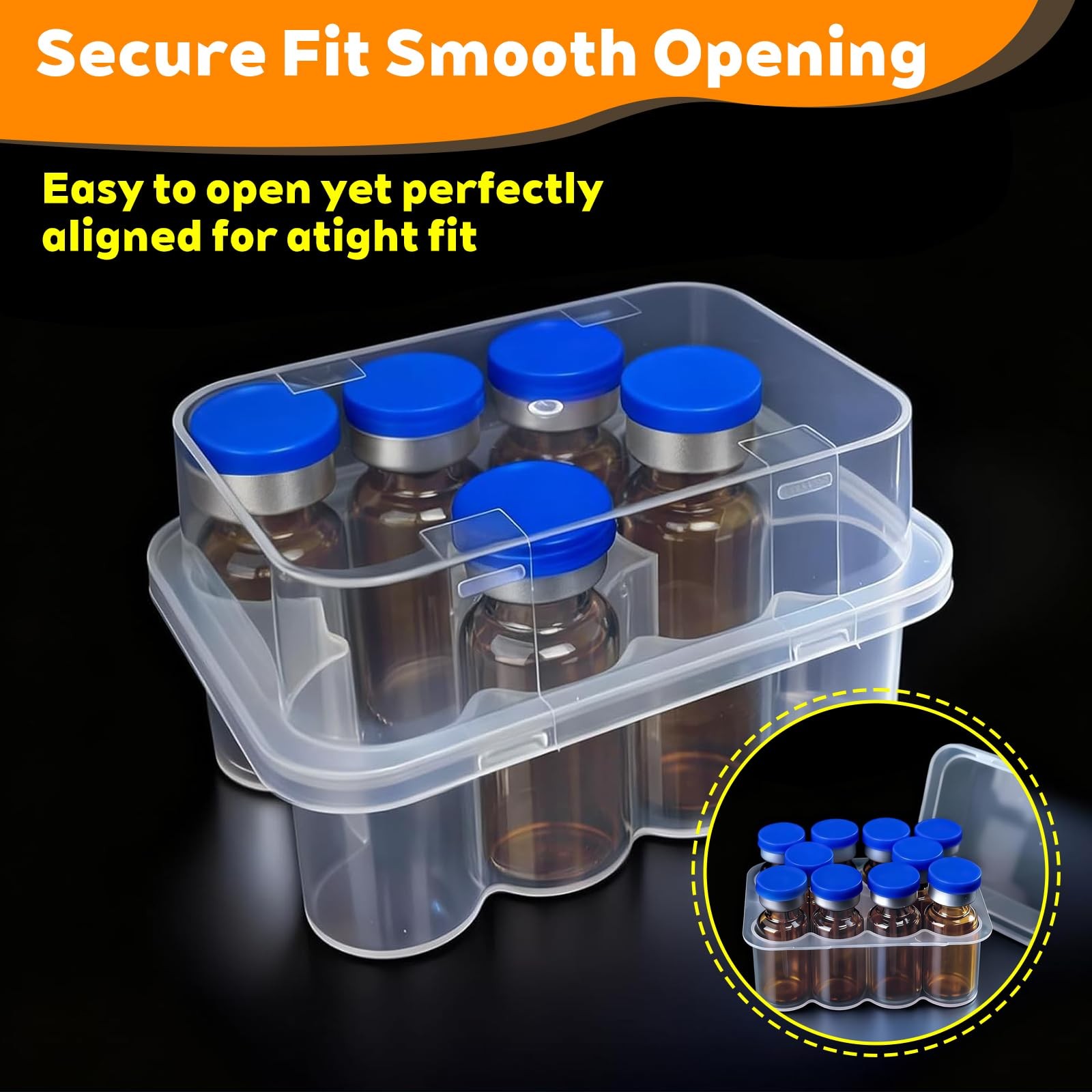 10-Slot Vial Holder for Fridge, 2 Packs Space-Saving Stackable Peptide & Insu...