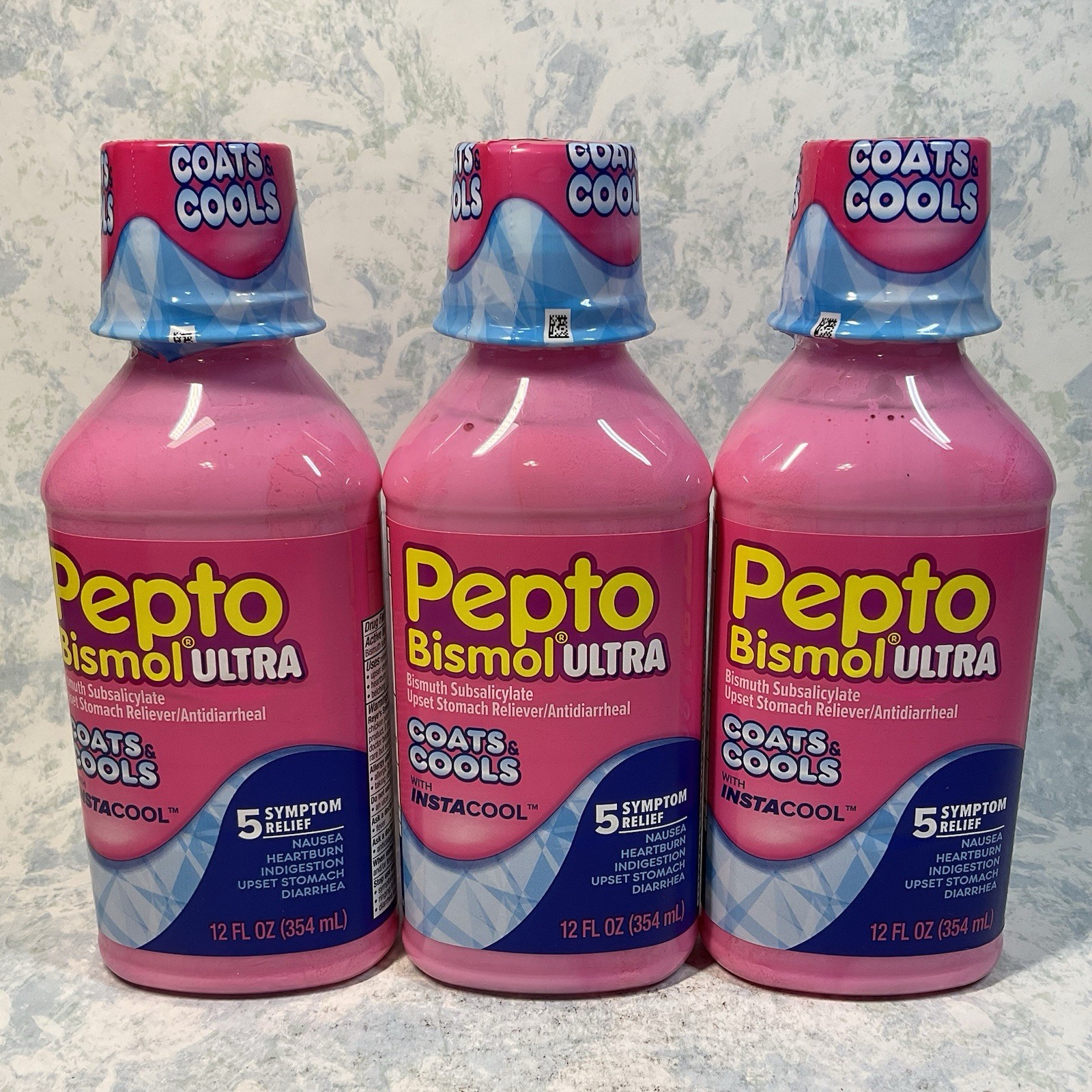Pepto-Bismol Ultra Liquid 5 Symptom Relief 12oz ( Lot of 3 ) Exp 04/27