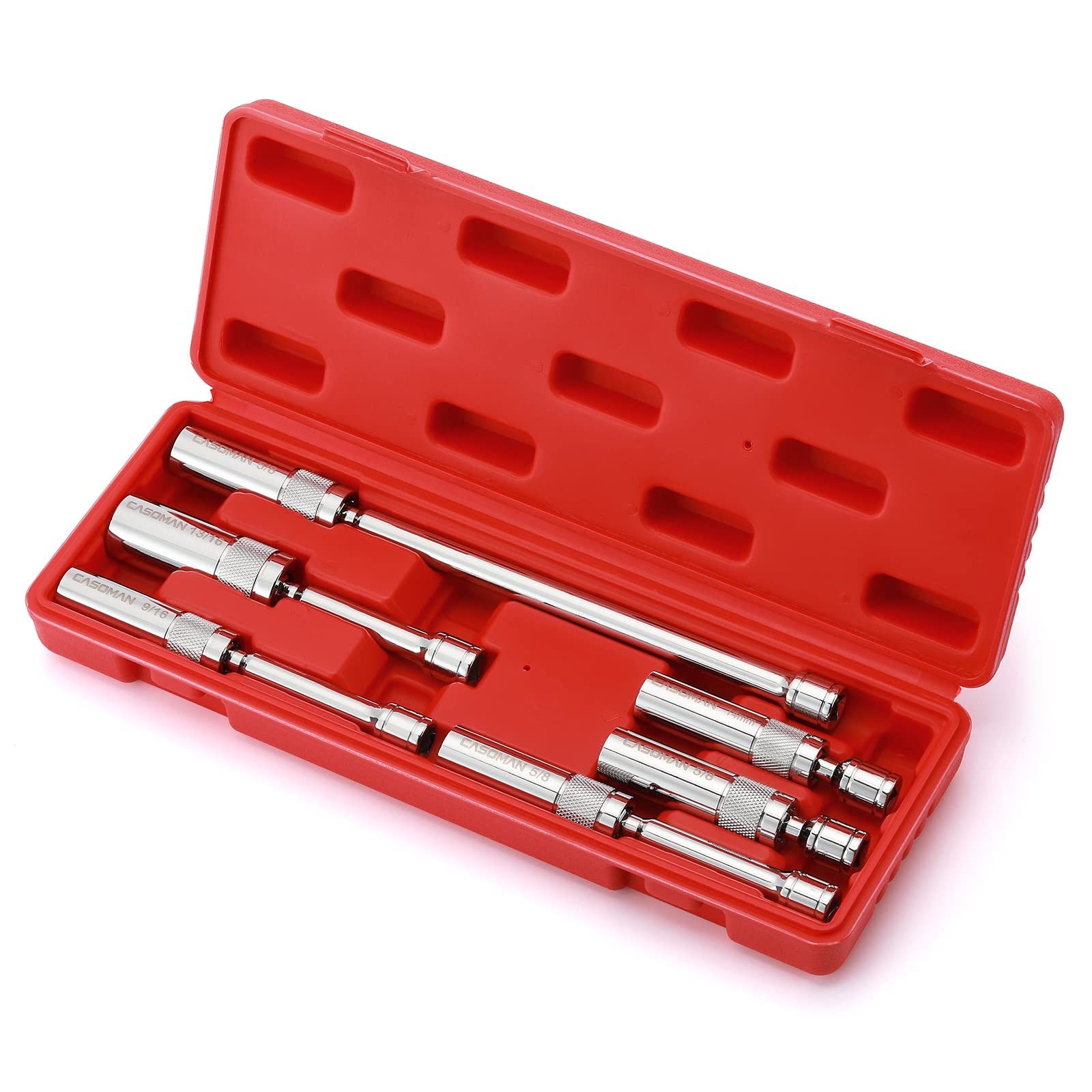 CASOMAN 6PC 3/8" Magnetic Swivel Spark Plug Socket Set 9/16 5/8 13/16 14mm