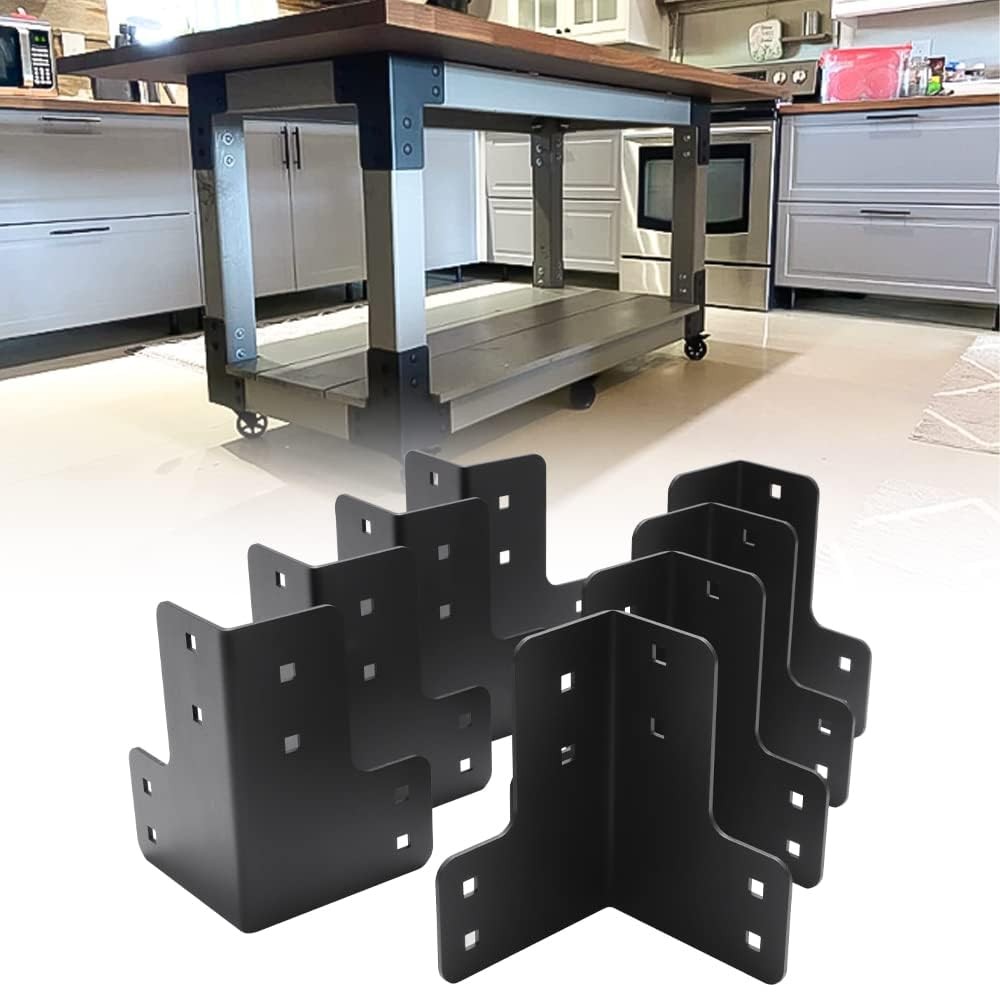 8PCS Workbench Kit 5mm Black Corner Brackets for Wood Workbenches DIY Shop Table