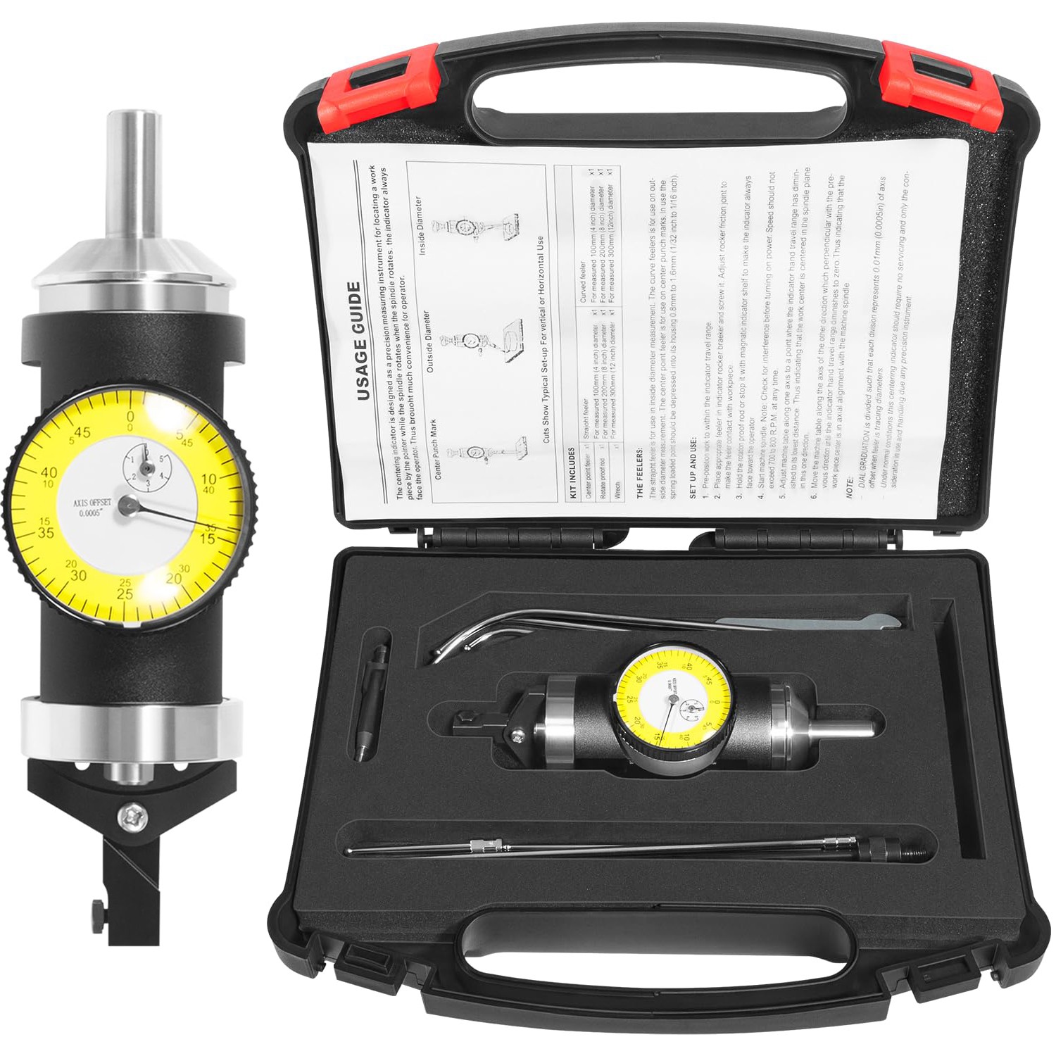 Coaxial Centering Indicator Co-Ax Precision Milling Machine Test Dial .0005 CNC