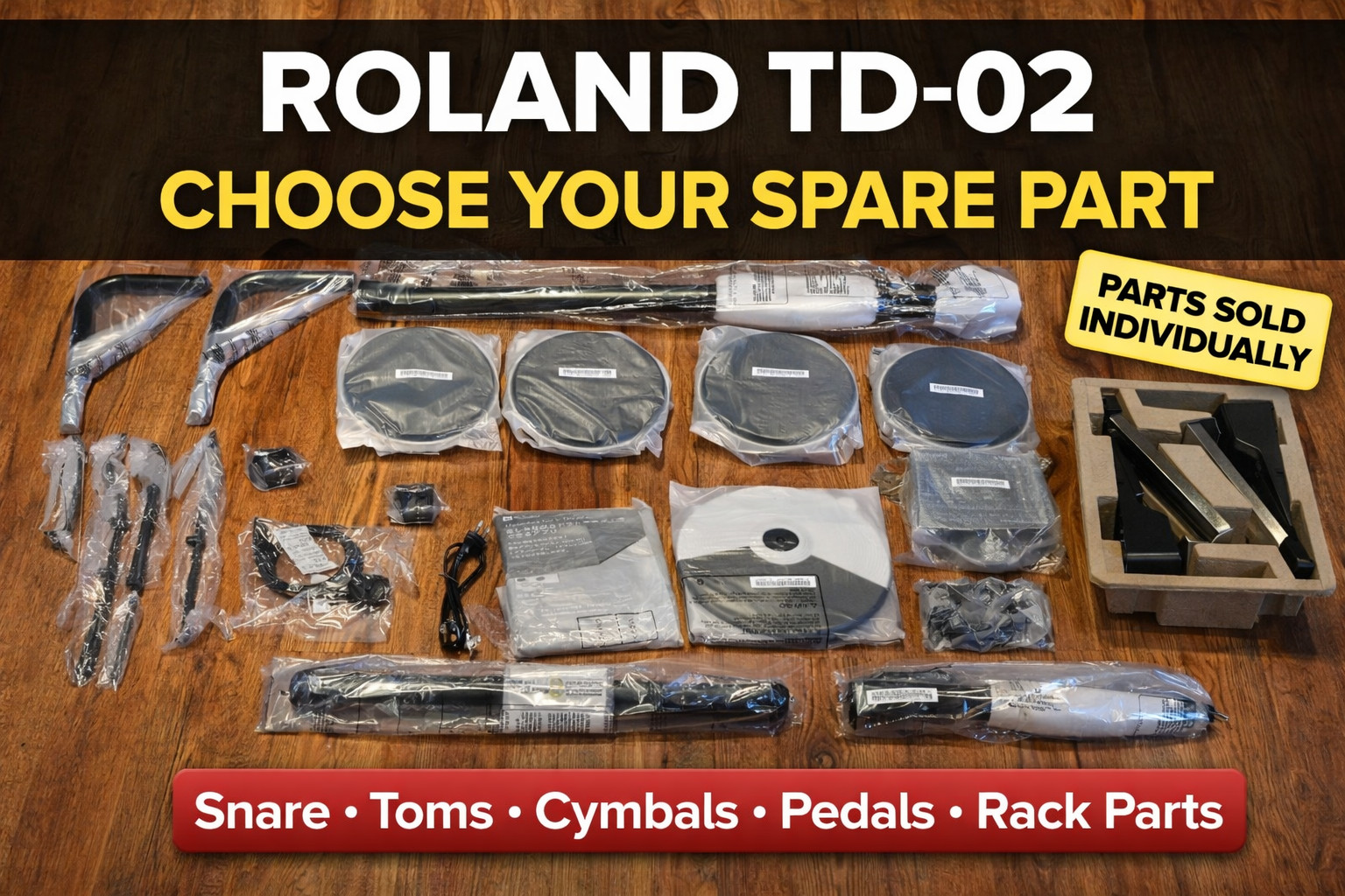 Roland TD-02 Drum Kit SPARE PARTS CHOICE snare tom ride crash kick pedal cymbal