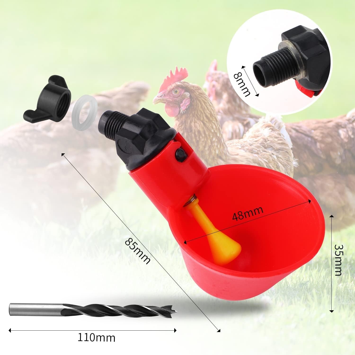 12Pack Automatic Chicken Waterer Cups - Hassle-Free Bird Hydration Solution