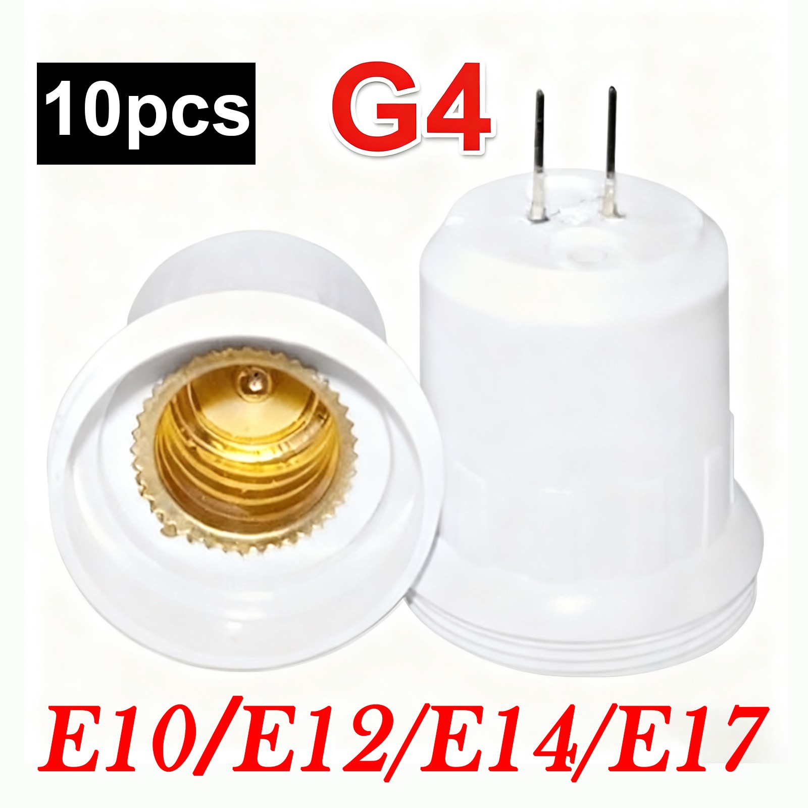 White G4 Male to E10 E12 E14 E17 Female Socket LED Light Bulb Lamp Adapter Lot